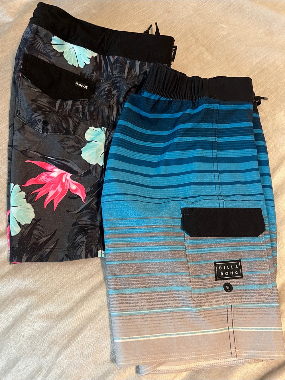 Boys Size 6 Swimming Trunks - Billabong Boys Blue Gradient & Black Floral Swim